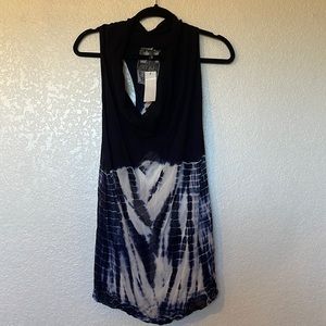 Young Broke and Fabulous raceback tie-dye cow neck Top